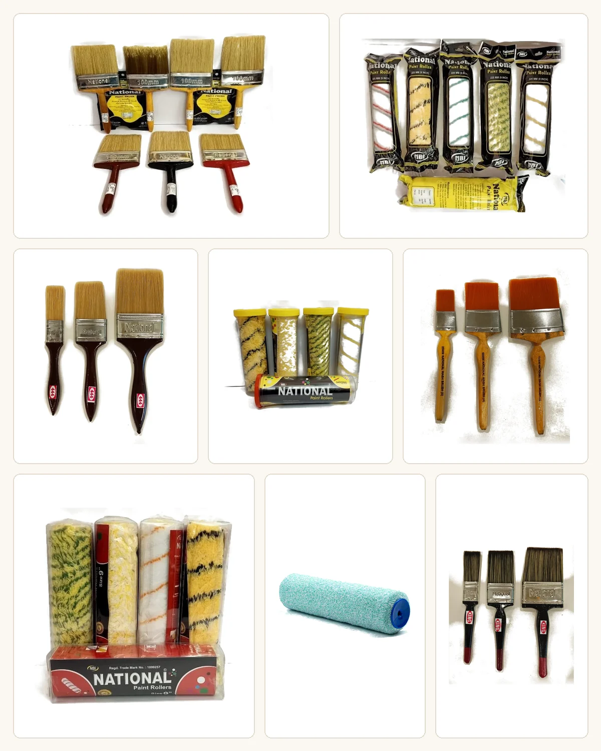 NBI National paint brushes and rollers — product range